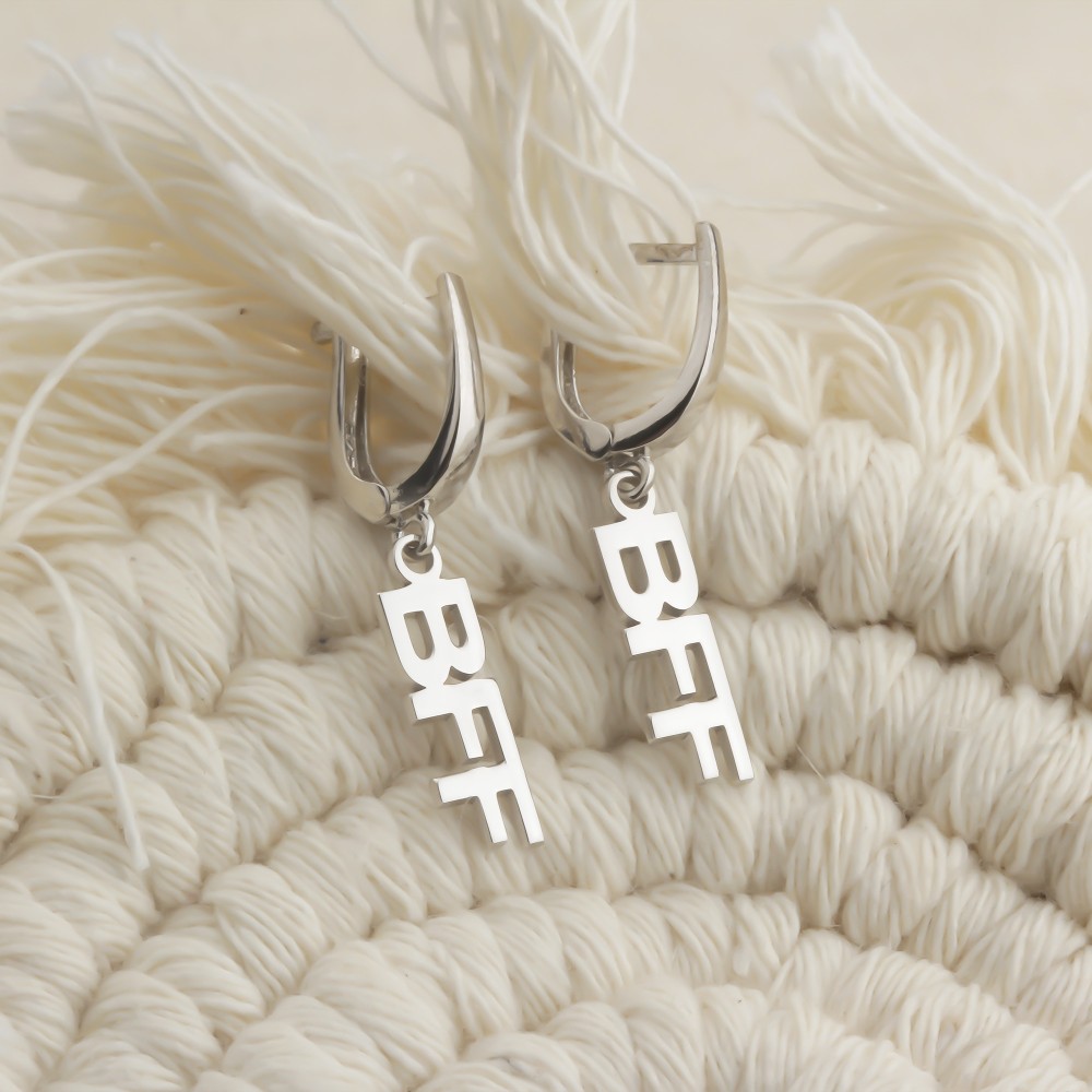 Glorria 925k Sterling Silver Personalized Name Silver Earring Glorria 925k Sterling Silver Personalized Name Silver Earring