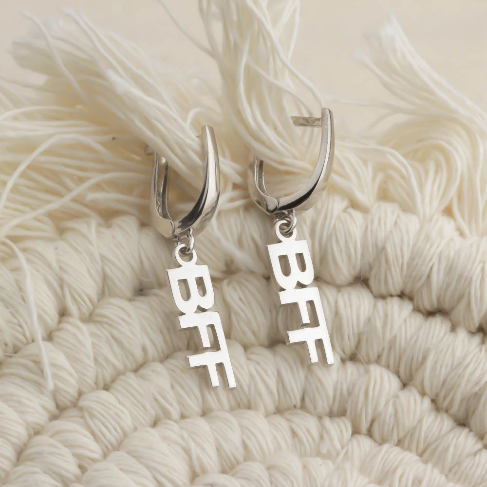 Glorria 925k Sterling Silver Personalized Name Silver Earring Glorria 925k Sterling Silver Personalized Name Silver Earring