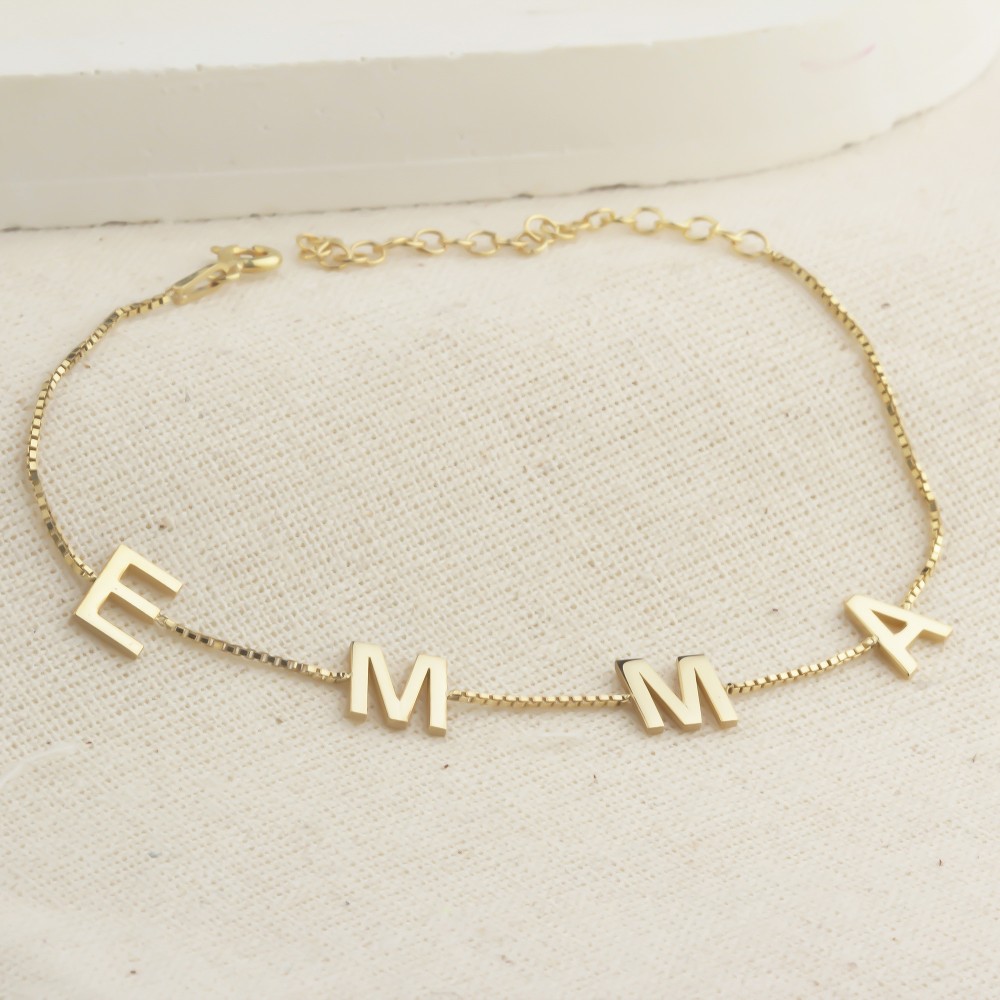 Glorria 925k Sterling Silver Personalized Name Cube Bracelet Glorria 925k Sterling Silver Personalized Name Cube Bracelet