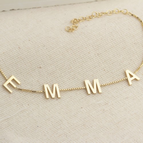 Glorria 925k Sterling Silver Personalized Name Cube Bracelet