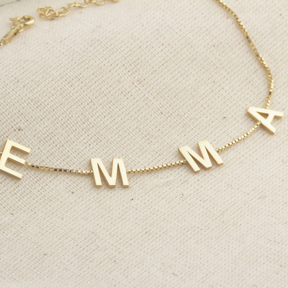 Glorria 925k Sterling Silver Personalized Name Cube Bracelet Glorria 925k Sterling Silver Personalized Name Cube Bracelet
