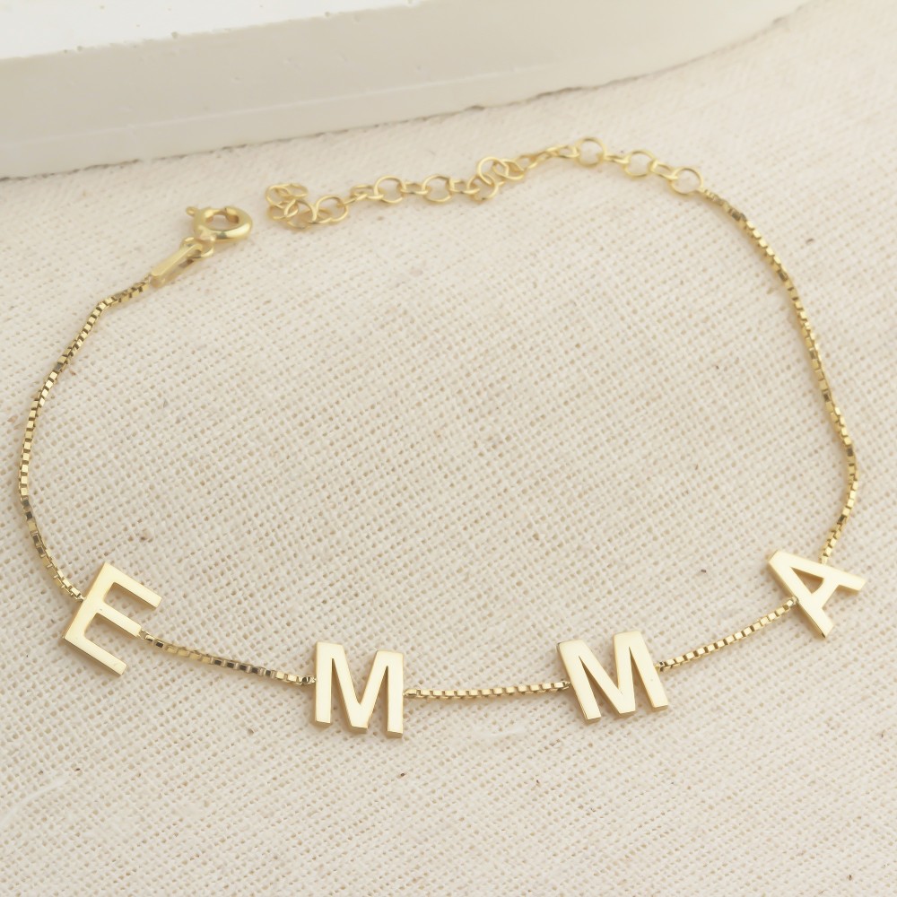 Glorria 925k Sterling Silver Personalized Name Cube Bracelet Glorria 925k Sterling Silver Personalized Name Cube Bracelet