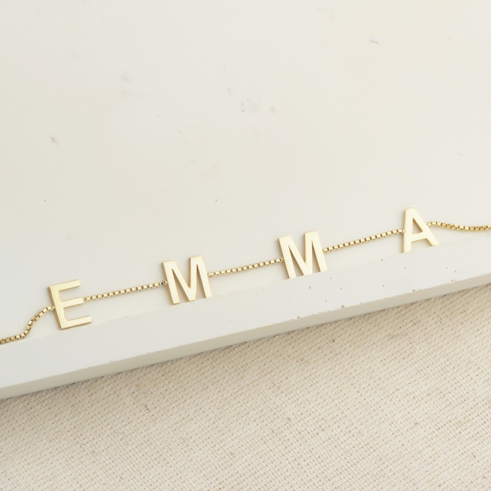 Glorria 925k Sterling Silver Personalized Name Cube Bracelet Glorria 925k Sterling Silver Personalized Name Cube Bracelet