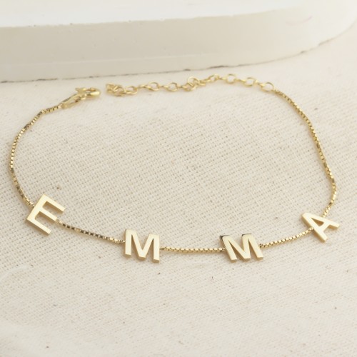 Glorria 925k Sterling Silver Personalized Name Cube Bracelet