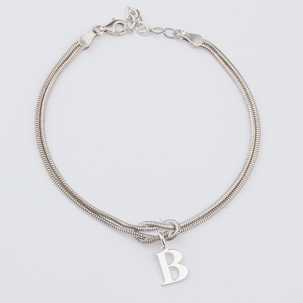 Glorria 925k Sterling Silver Personalized Initial Knot Bracelet Glorria 925k Sterling Silver Personalized Initial Knot Bracelet