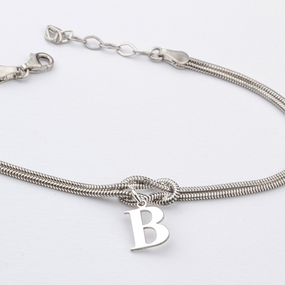 Glorria 925k Sterling Silver Personalized Initial Knot Bracelet Glorria 925k Sterling Silver Personalized Initial Knot Bracelet