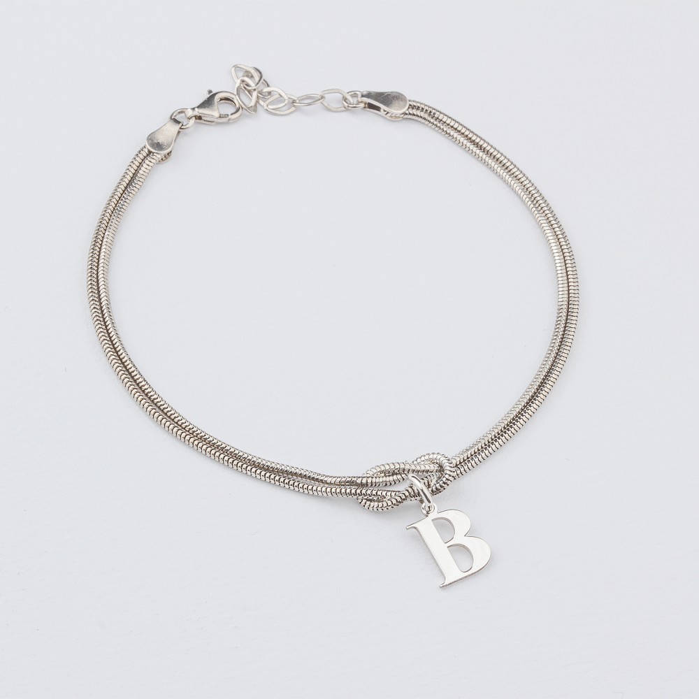 Glorria 925k Sterling Silver Personalized Initial Knot Bracelet Glorria 925k Sterling Silver Personalized Initial Knot Bracelet