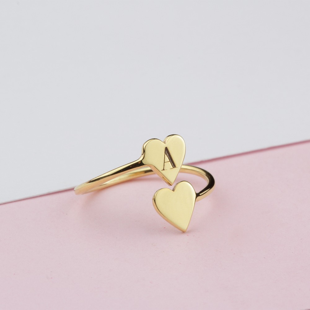 Glorria 925k Sterling Silver Personalized Letter Heart Ring Glorria 925k Sterling Silver Personalized Letter Heart Ring