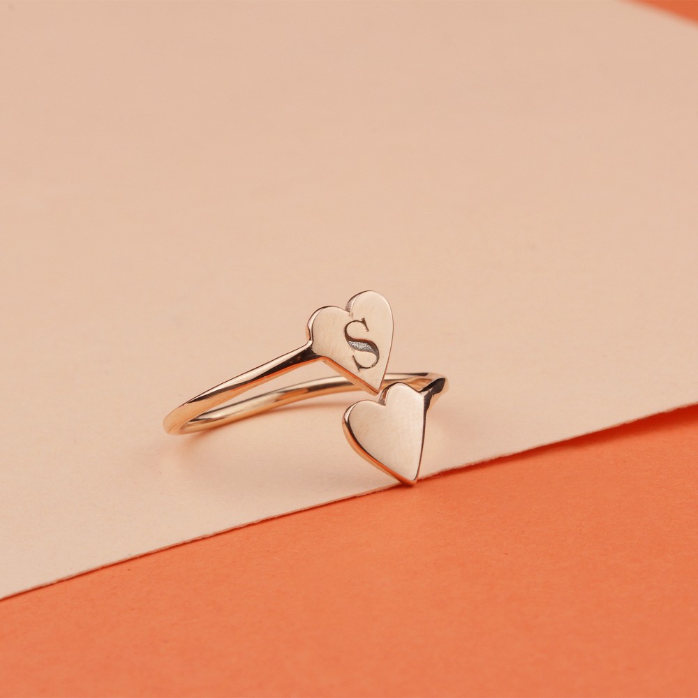 Glorria 925k Sterling Silver Personalized Letter Heart Ring Glorria 925k Sterling Silver Personalized Letter Heart Ring