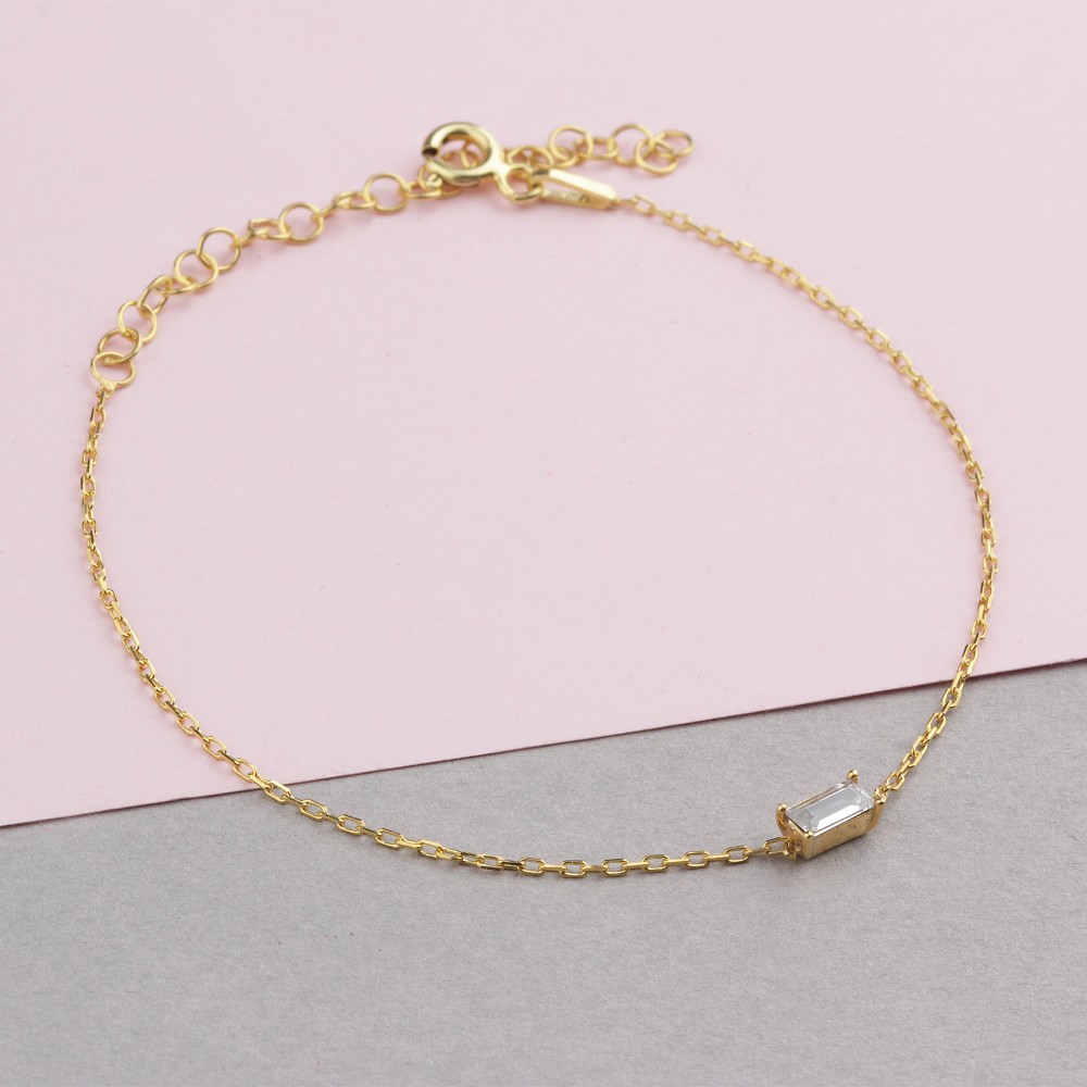Glorria 925k Silver Personalized Birthstone Baguette Bracelet Glorria 925k Silver Personalized Birthstone Baguette Bracelet