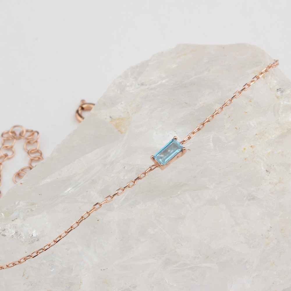 Glorria 925k Silver Personalized Birthstone Baguette Bracelet Glorria 925k Silver Personalized Birthstone Baguette Bracelet
