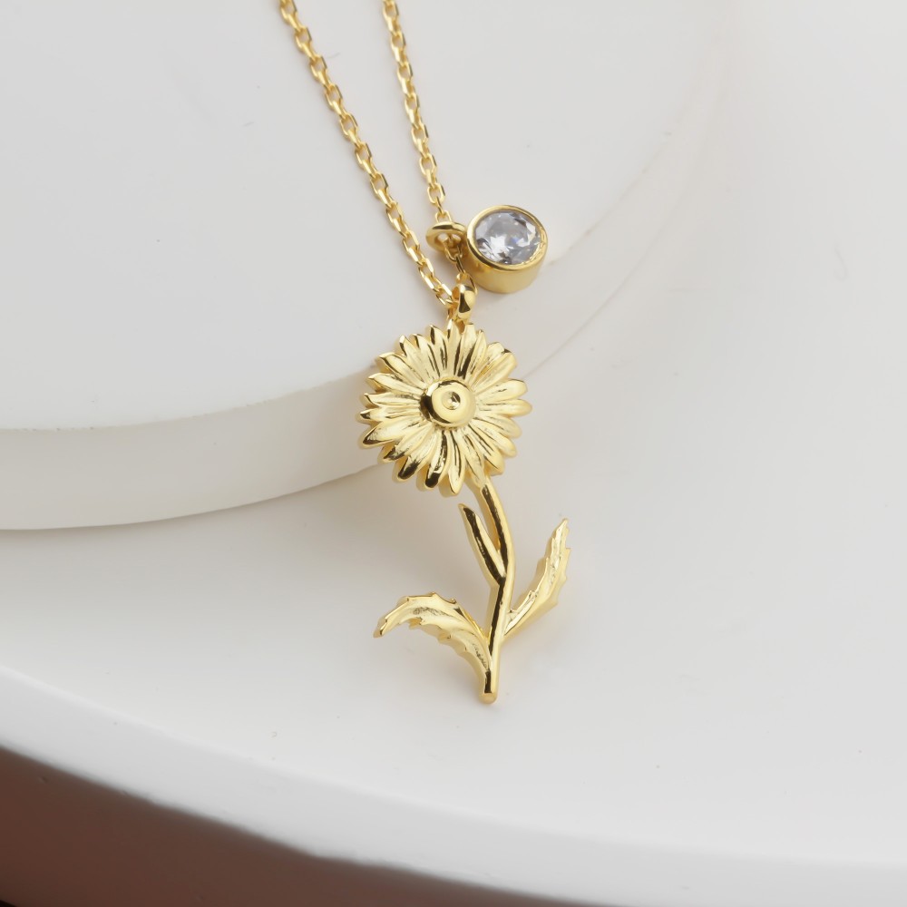 Glorria 925k Sterling Silver Personalized Birth Flower and Birthstone Necklace Glorria 925k Sterling Silver Personalized Birth Flower and Birthstone Necklace