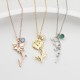 Glorria 925k Sterling Silver Personalized Birth Flower and Birthstone Necklace Glorria 925k Sterling Silver Personalized Birth Flower and Birthstone Necklace