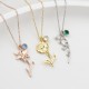 Glorria 925k Sterling Silver Personalized Birth Flower and Birthstone Necklace Glorria 925k Sterling Silver Personalized Birth Flower and Birthstone Necklace
