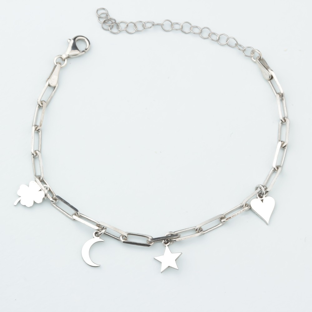 Glorria 925k Silver Personalized Charm Paperclip Bracelet Glorria 925k Silver Personalized Charm Paperclip Bracelet