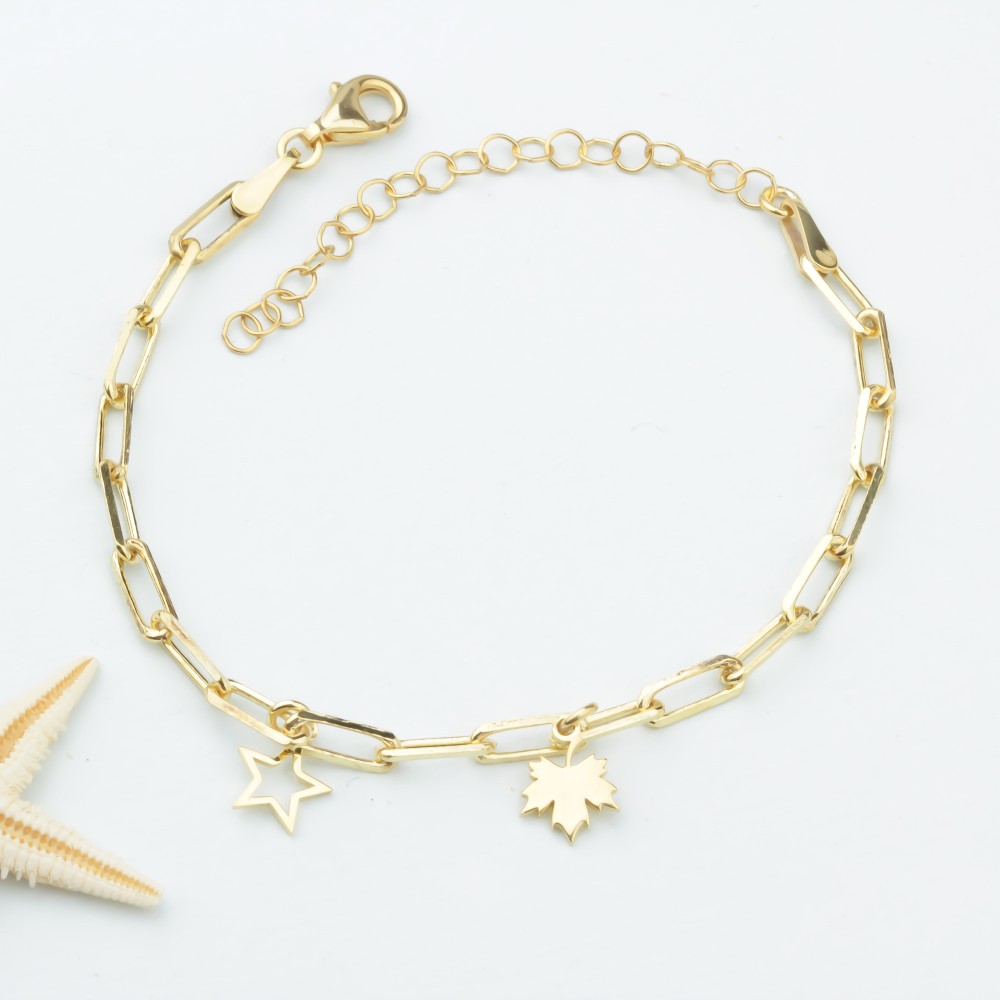 Glorria 925k Silver Personalized Charm Paperclip Bracelet Glorria 925k Silver Personalized Charm Paperclip Bracelet