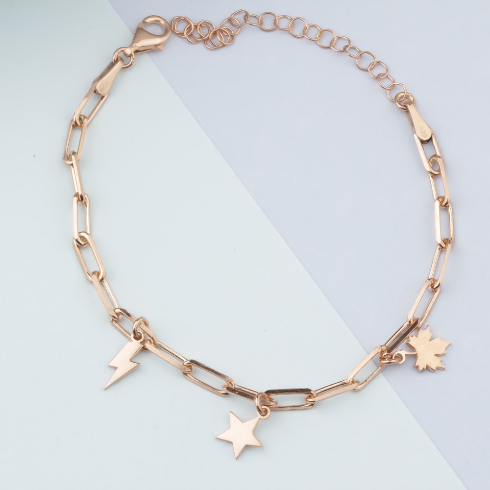 Glorria 925k Silver Personalized Charm Paperclip Bracelet Glorria 925k Silver Personalized Charm Paperclip Bracelet