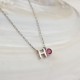 Glorria 925k Sterling Silver Personalized Birthstone Letter Silver Necklace Glorria 925k Sterling Silver Personalized Birthstone Letter Silver Necklace