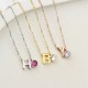Glorria 925k Sterling Silver Personalized Birthstone Letter Silver Necklace Glorria 925k Sterling Silver Personalized Birthstone Letter Silver Necklace