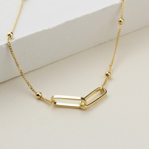 Glorria 925k Sterling Silver Paperclip Link Necklace