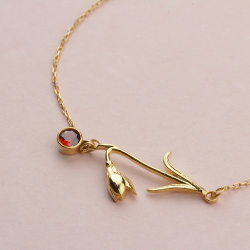 Glorria 925k Sterling Silver Personalized Birth Flower and Birthstone Bracelet