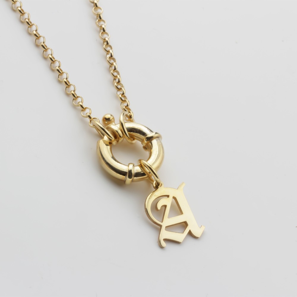Glorria 925k Sterling Silver Personalized Letter Charm Bagel Lock Doc Necklace Glorria 925k Sterling Silver Personalized Letter Charm Bagel Lock Doc Necklace