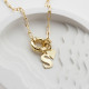 Glorria 925k Sterling Silver Personalized Letter Charm Bagel Lock Paperclip Necklace Glorria 925k Sterling Silver Personalized Letter Charm Bagel Lock Paperclip Necklace