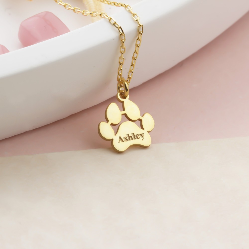 Glorria 925k Sterling Silver Personalized Cat Dog Paw Necklace Glorria 925k Sterling Silver Personalized Cat Dog Paw Necklace