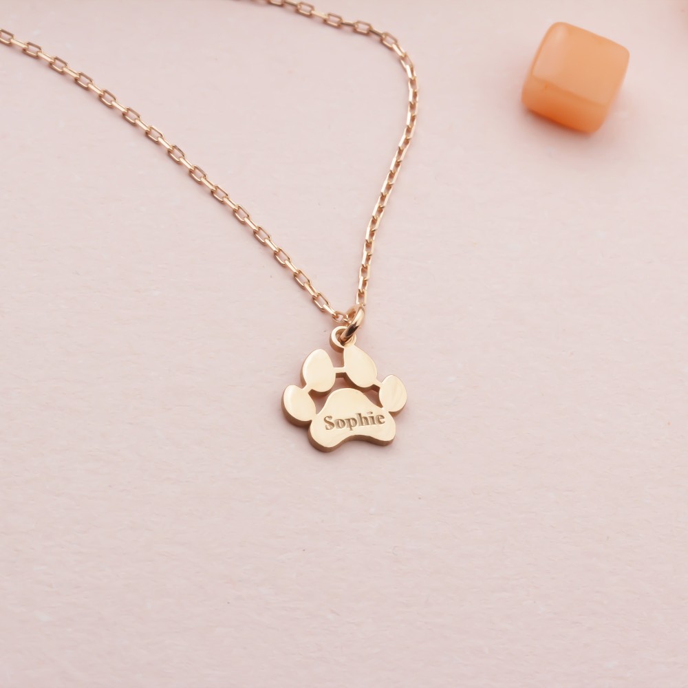 Glorria 925k Sterling Silver Personalized Cat Dog Paw Necklace Glorria 925k Sterling Silver Personalized Cat Dog Paw Necklace