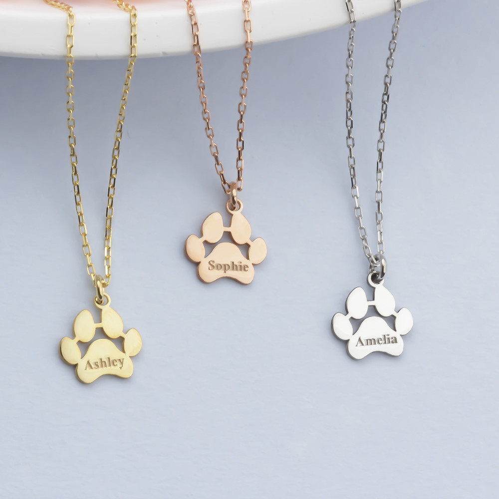 Glorria 925k Sterling Silver Personalized Cat Dog Paw Necklace Glorria 925k Sterling Silver Personalized Cat Dog Paw Necklace