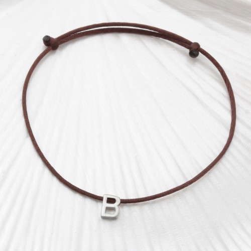 Glorria 925k Sterling Silver Personalized Rope Letter Bracelet