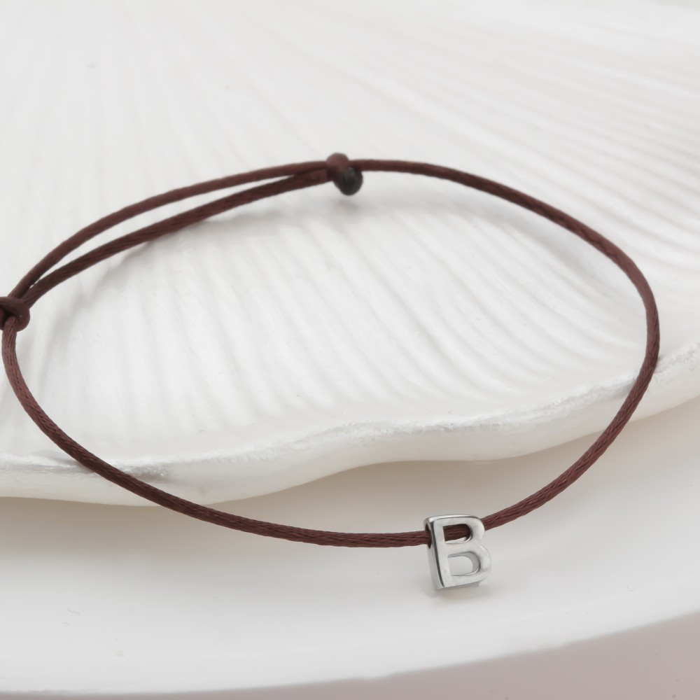 Glorria 925k Sterling Silver Personalized Rope Letter Bracelet Glorria 925k Sterling Silver Personalized Rope Letter Bracelet