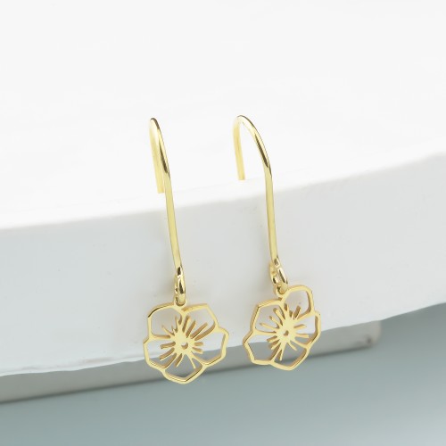 Glorria 925k Sterling Silver Personalized  Birth Flower Earrings