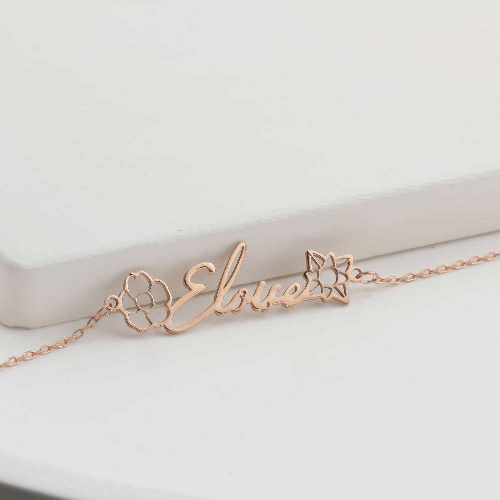 Glorria 925k Sterling Silver Personalized Birth Flower Necklace Glorria 925k Sterling Silver Personalized Birth Flower Necklace
