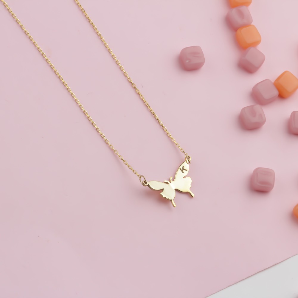 Glorria 925k Sterling Silver Personalized Letter Butterfly Necklace Glorria 925k Sterling Silver Personalized Letter Butterfly Necklace