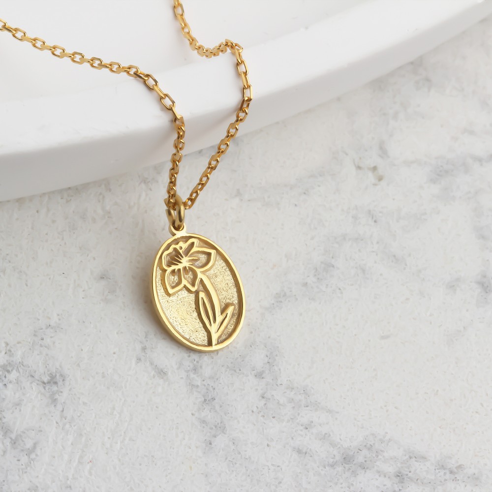 Glorria 925k Sterling Silver Personalized Birth Flower Necklace Glorria 925k Sterling Silver Personalized Birth Flower Necklace