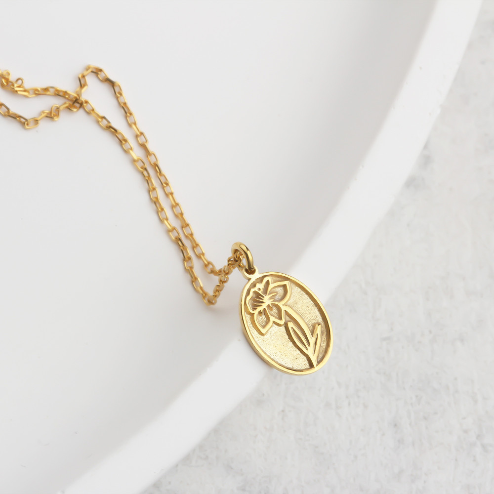 Glorria 925k Sterling Silver Personalized Birth Flower Necklace Glorria 925k Sterling Silver Personalized Birth Flower Necklace