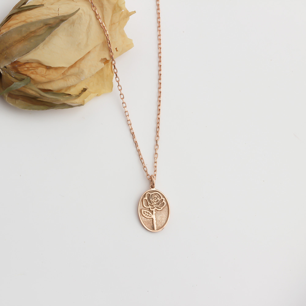 Glorria 925k Sterling Silver Personalized Birth Flower Necklace Glorria 925k Sterling Silver Personalized Birth Flower Necklace