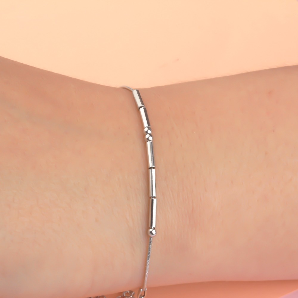 Glorria 925k Sterling Silver Personalized Morse Code Bracelet Glorria 925k Sterling Silver Personalized Morse Code Bracelet