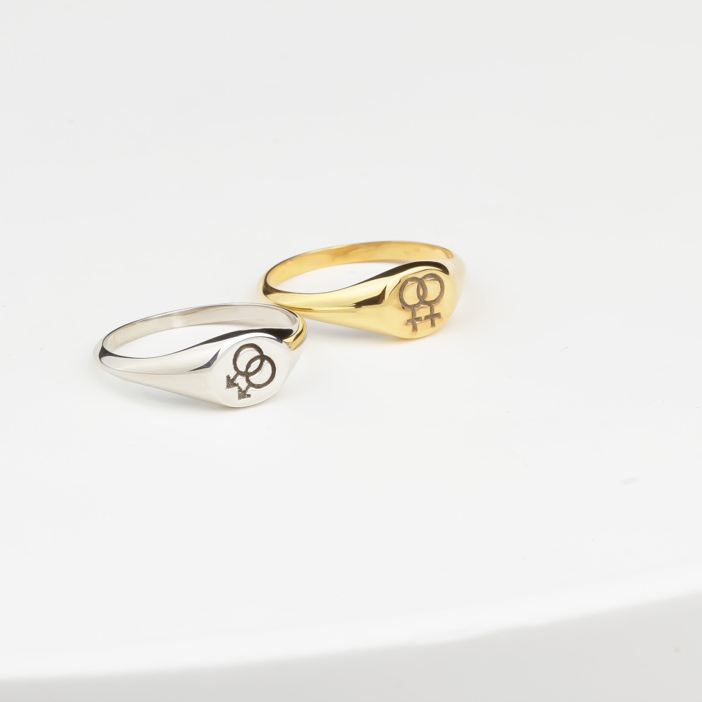 Glorria 925k Sterling Silver Personalized Gender Symbol Ring Glorria 925k Sterling Silver Personalized Gender Symbol Ring
