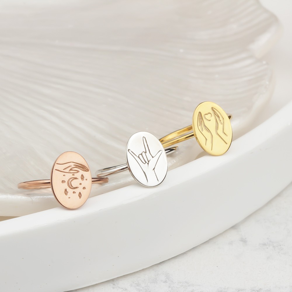 Glorria 925k Sterling Silver Personalized Gestures of Love Ring Glorria 925k Sterling Silver Personalized Gestures of Love Ring