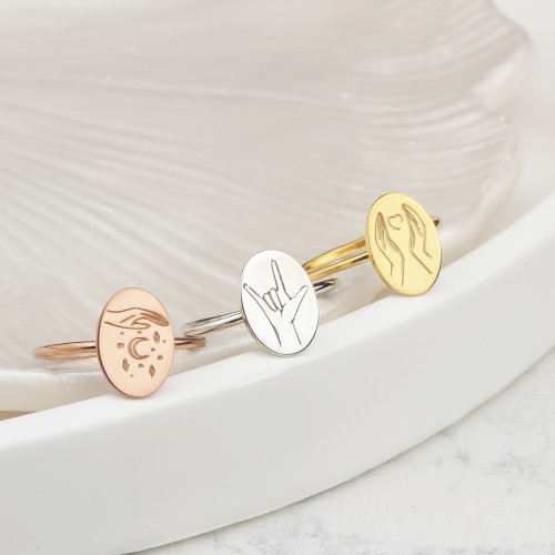 Glorria 925k Sterling Silver Personalized Gestures of Love Ring