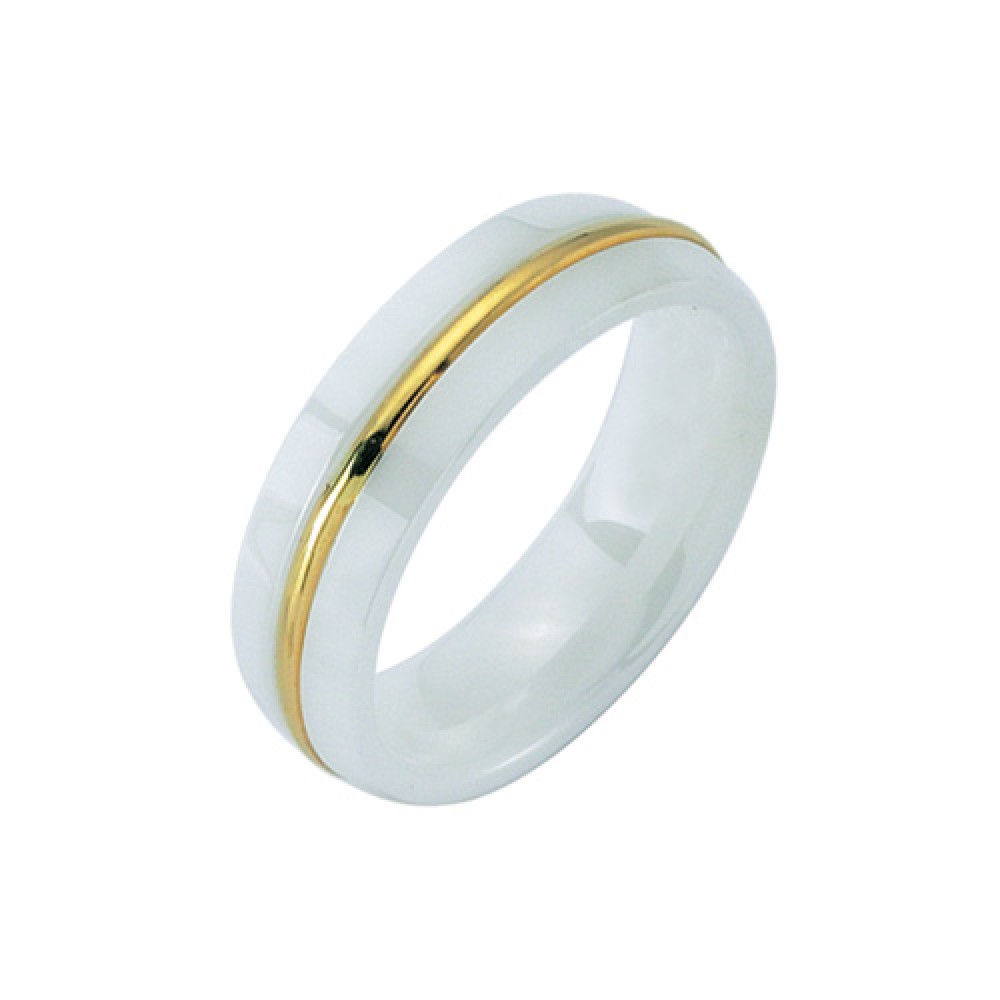 Glorria 14k Solid Gold Ceramic Wedding Ring