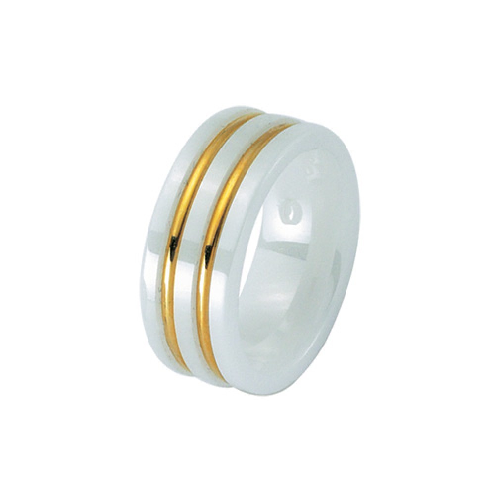 Glorria 14k Solid Gold Ceramic Wedding Ring