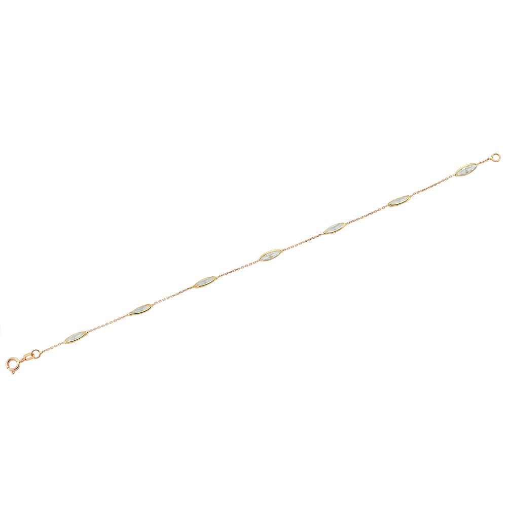 Glorria 14k Solid Gold Marquise Pave Sequence Bracelet