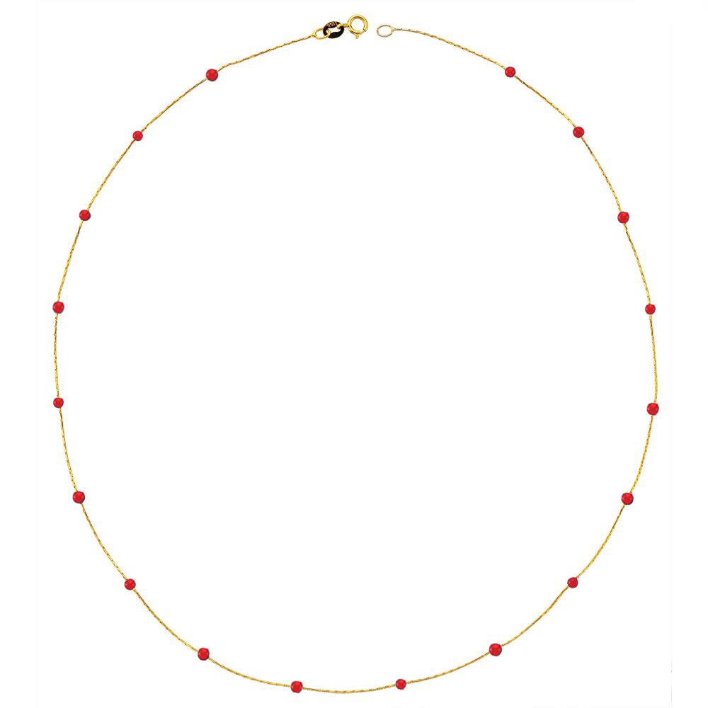 Glorria 14k Solid Gold Coral Pave Row Necklace