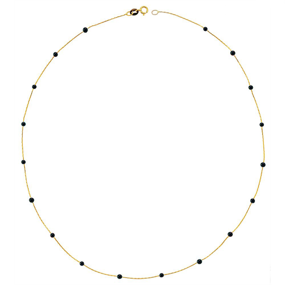 Glorria 14k Solid Gold Onyx Pave Row Necklace