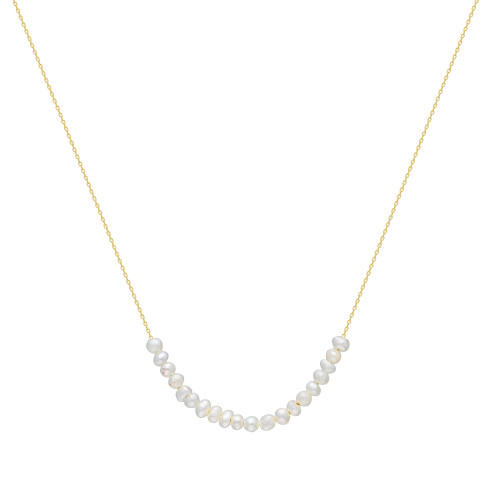 Glorria 14k Solid Gold Pearl Row Necklace Glorria 14k Solid Gold Pearl Row Necklace