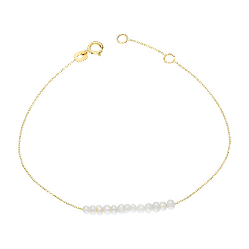 Glorria 14k Solid Gold Pearl Row Bracelet Glorria 14k Solid Gold Pearl Row Bracelet