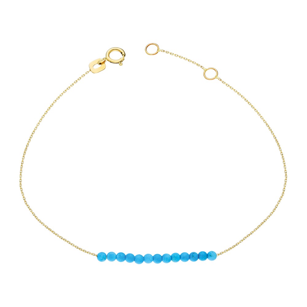 Glorria 14k Solid Gold Turquoise Stone Bracelet